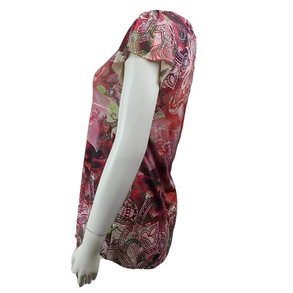 Style&Co Top Womens Size XS Purple Sequin Detail Sublimation Short Sleeve - Picture 2 of 6